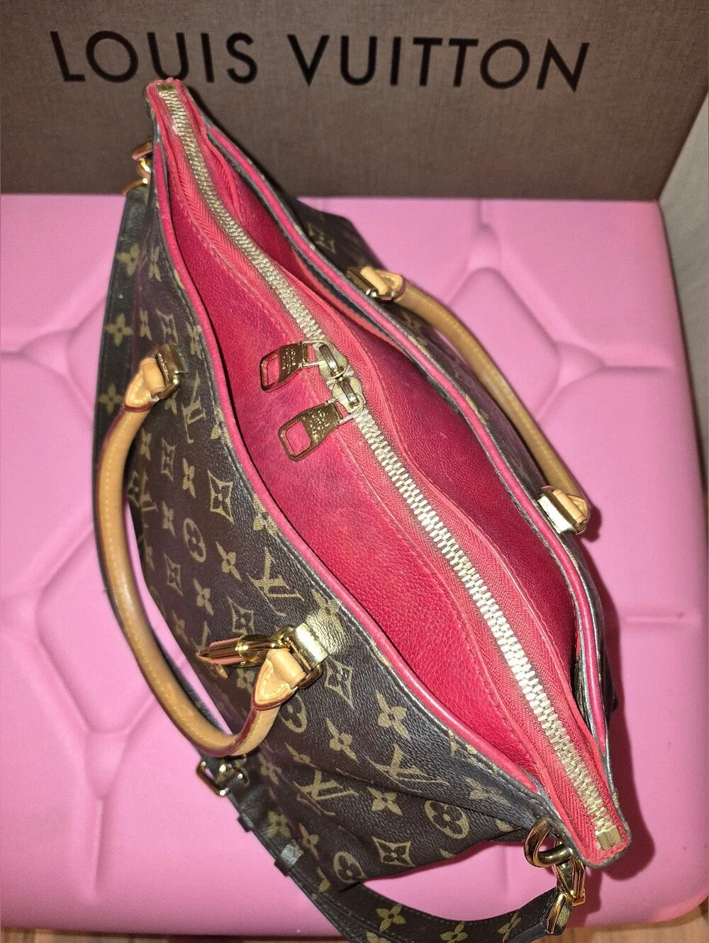 Louis Vuitton Pallas Monogram Shoulder Bag with Cerise Interior